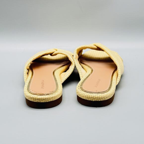 Nordstrom Sandals Womens 9.5 Beige Woven Slide Slip On Criss Cross Strap Flats - Picture 6 of 12